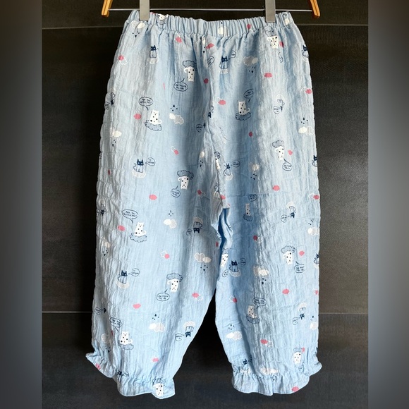 EASYMONG 100% Cotton Cat Pattern Summer Pajama Set - Picture 6 of 7